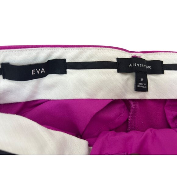 Ann Taylor Women's 6P Eva Cropped Pants Trousers Pink Slim Fit Chic Faux Pockets - Picture 3 of 11